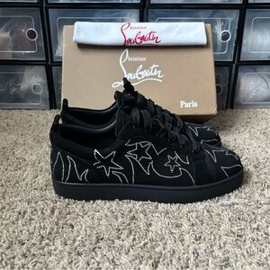 Christian Louboutin Black Star-Embroidered Sneakers